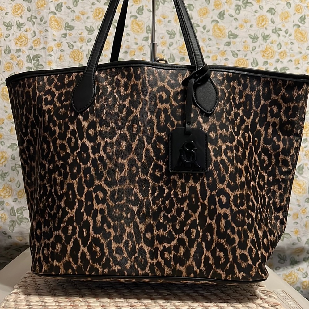 Steve Madden Leopard Print Tote Bag - Black and Brown